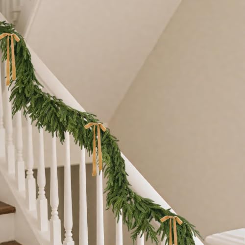 Cherica 1 Pcs 9 Ft Christmas Norfolk Pine Garland with Lights - Holiday Decor