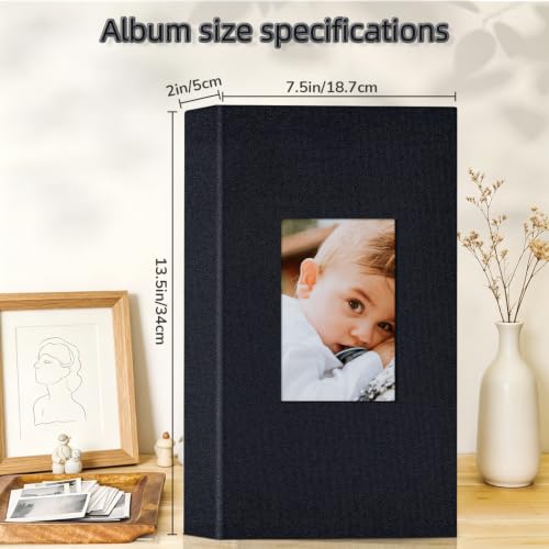 Linen 4x6 Photo Album - 300 Pocket Slip-in Picture Book for Family Memories