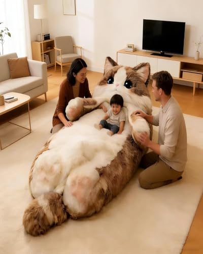 Giant Fluffy Cat Sleeping Bag for Adults – Soft Plush Animal Shaped Blanket