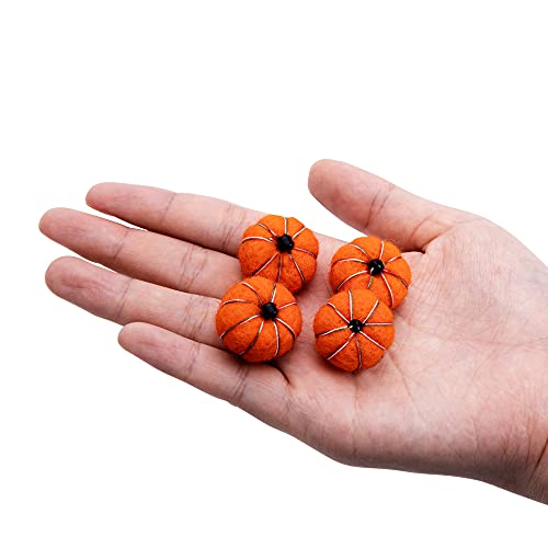 36 Pcs Mini Wool Felt Pumpkins, Handmade Fall Autumn Decor for DIY Crafts
