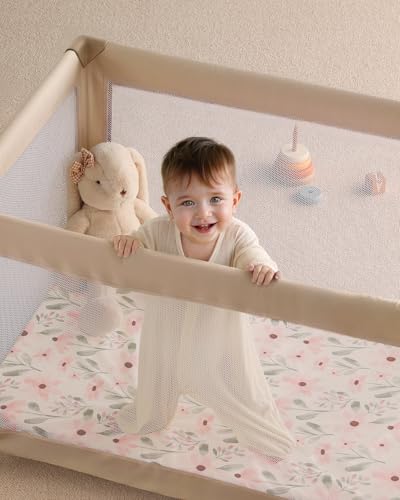 Yoofoss Pack and Play Fitted Sheets 2-Pack - 38x26 Mini Crib Sheets (Pink)