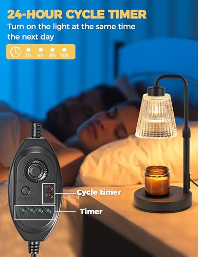 GODONLIF Height-Adjustable Candle Warmer Lamp with Timer and Dimmable Wax Melt Light