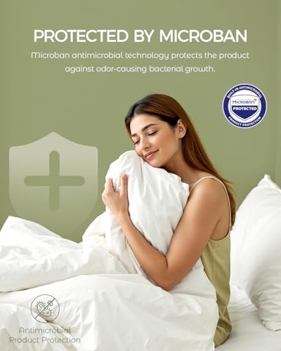 100% Cotton Duvet Cover Protector | Queen Size, Allergy Proof, Hypoallergenic, Breathable, Zipper Closure, White