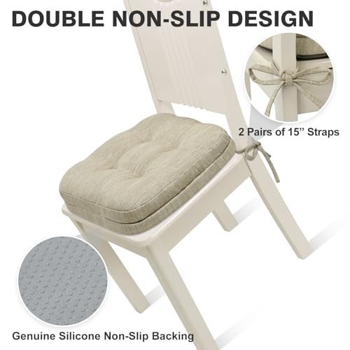Dual-Layer Memory Foam Dining Chair Cushions, 16.5 x 16.5 Inch, 6 Pack