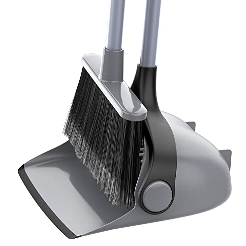 Upright Broom and Dustpan Set with 51.7-Inch Adjustable Long Handle