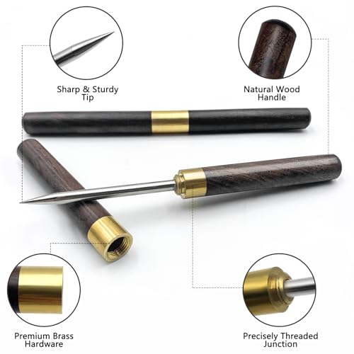 Stainless Steel Ice Pick 6.8 Inch with Ebony Handle & Safety Cap - Perfect for Bar & Kitchen
