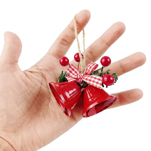 TIHOOD 18pcs Red Christmas Bell Ornaments for Holiday Decor