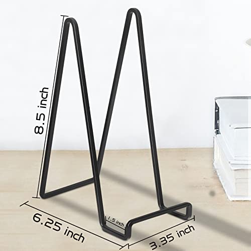 8.5 Inch Metal Display Stands for Plates and Pictures, 4-Pack Black Easel