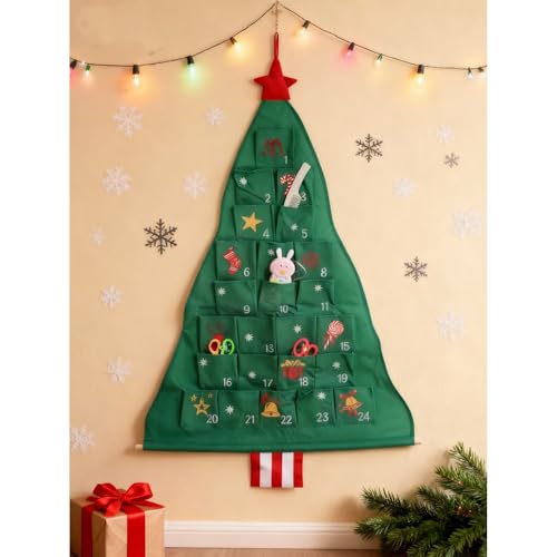 Christmas Tree Wall Organizer with 24 Pockets - Holiday & Year-Round Storage