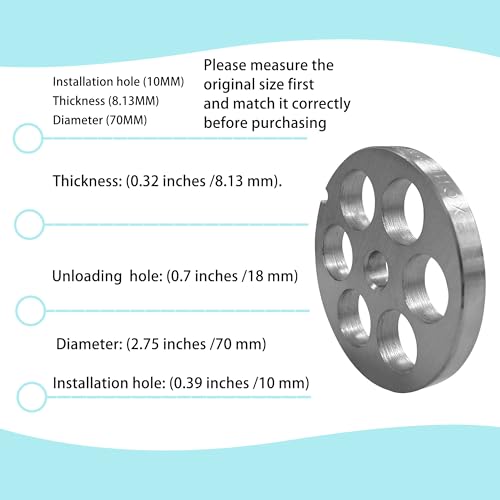 #12 Stainless Steel Meat Grinder Plate Disc - 2.75-Inch Replacement Blade