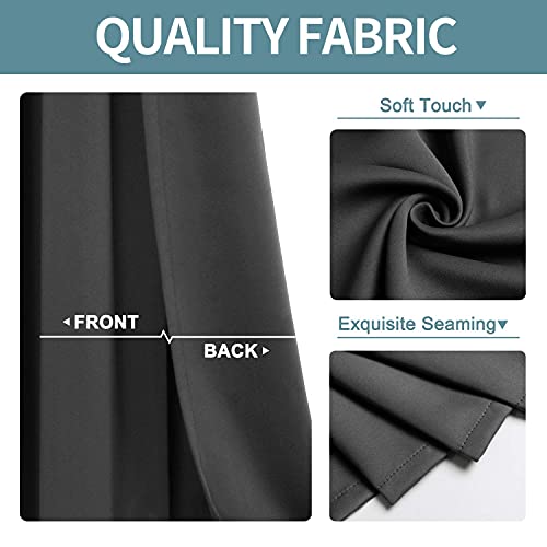 ChrisDowa Blackout Curtains 63 Inches Long Thermal Insulated 2 Panels Dark Grey