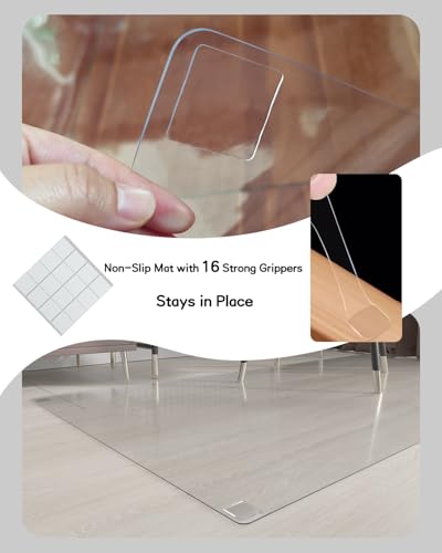 3'x5' Clear Vinyl Floor Protector Mat with 16 Anti-Slip Stickers
