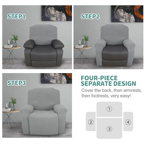 Stretch Recliner Slipcover Set - 4 Pieces Fitted Chair Covers