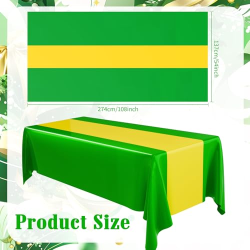 Disposable Plastic Tablecloth 54x108 Inches, Green & Yellow Pack of 3