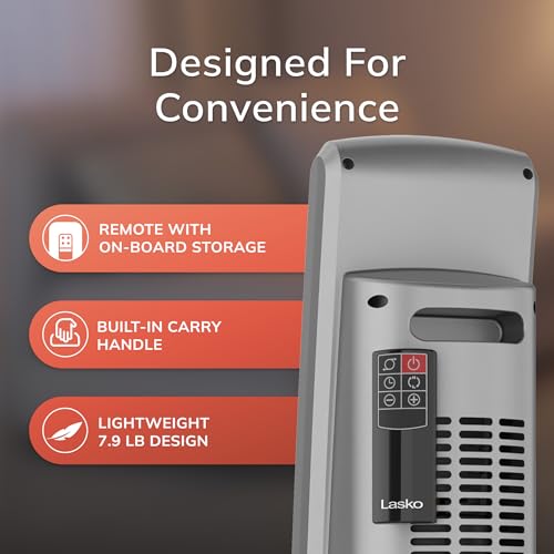 Lasko 29-Inch Oscillating Digital Ceramic Tower Space Heater with Remote Control, 1500W