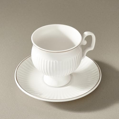 KARACA Malta 12-Piece Porcelain Espresso & Turkish Coffee Cup Set with Gold Trim - 6 People