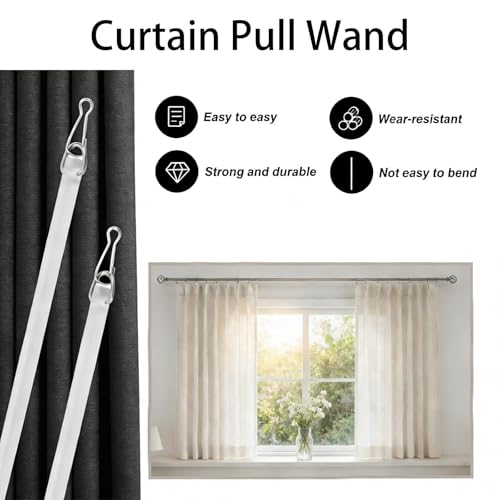 17-Inch Invisible Acrylic Curtain Pull Wand Set - 2 Pack