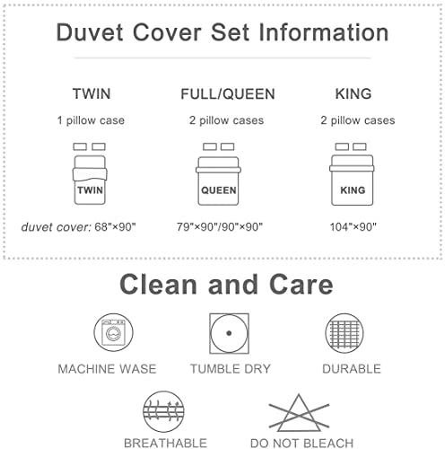 Japanese Crane and Cloud Duvet Cover Set, Queen Size 3-Piece Bedding