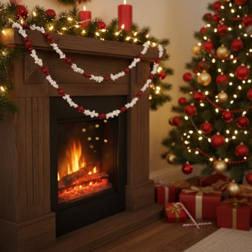 9 ft Popcorn Bead Garland Christmas Decorations for Tree Wreaths Fireplace