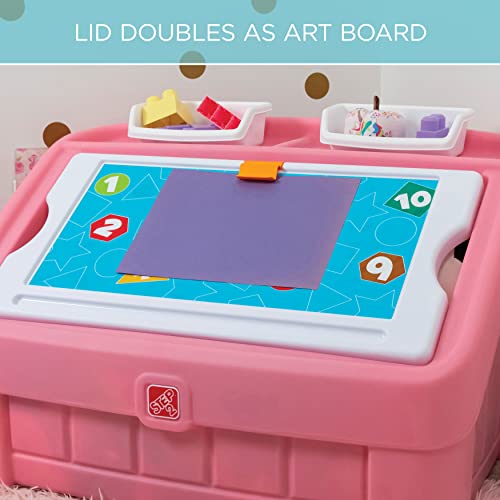 2-in-1 Kids Toy Box and Art Easel Storage Organizer - Pink
