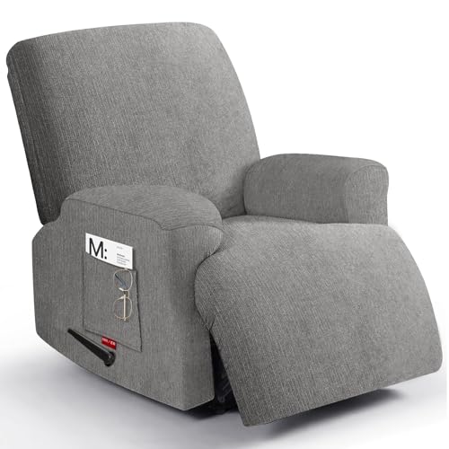 Small Recliner Chair Covers - Durable Stretch Slipcovers, Light Gray