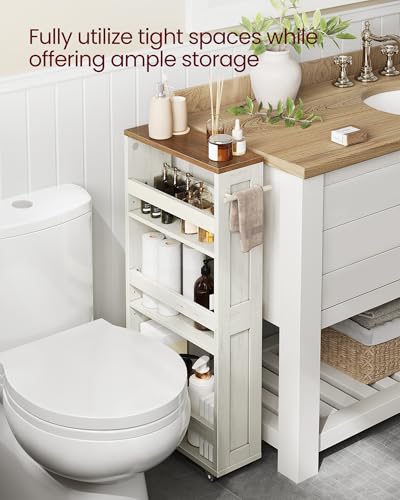 4-Tier Slim Slide-Out Storage Cart with Wheels for Kitchen and Bathroom
