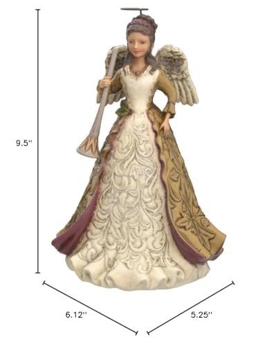Jim Shore Angel Holding Horn Figurine - Victorian Style, 9.5 Inch Collectible