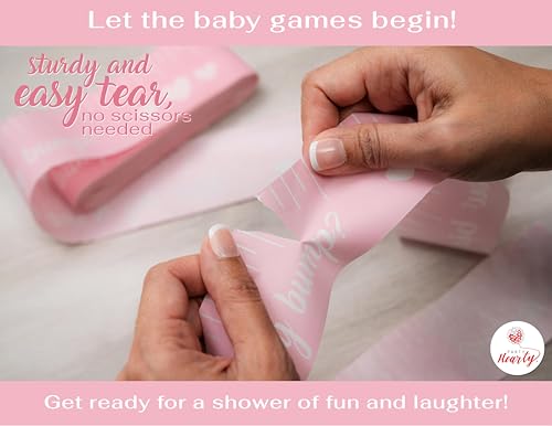 Baby Bump Measure Game - 2 Pink Paper Tape Rolls for Baby Showers