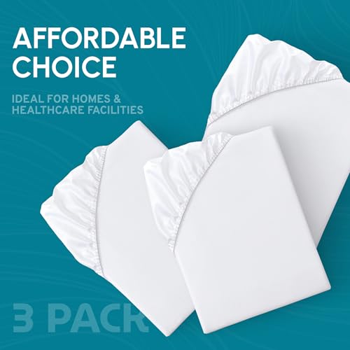 3-Piece Hospital Fitted Bed Sheet Set, 36x80x9 Inch, Soft Cotton Blend
