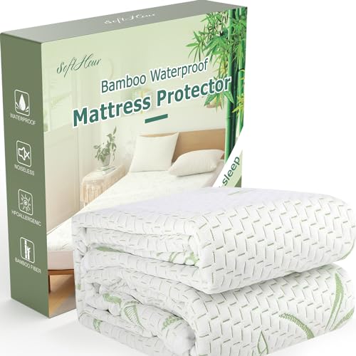 Softhour Twin XL Waterproof Bamboo Mattress Protector - Deep Pocket 5-21 Inch