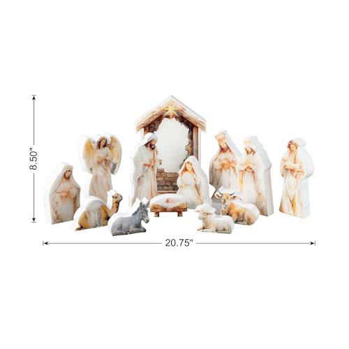 13-Piece Nativity Scene Set with Arch, Hand-Painted Resin Christmas Decor