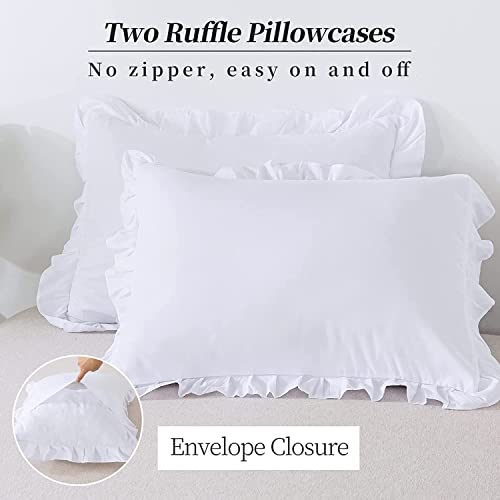 Ruffle Edge Pillow Shams Set of 2, 20x30 Inch Cotton Decorative Pillow Covers