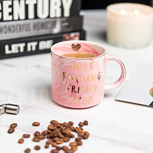 Hendson Pink Marble Coffee Mug 11.5oz - Best Friend Birthday Gift for Women