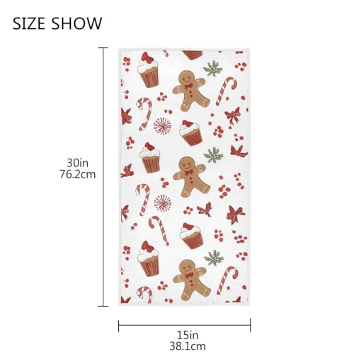 Christmas Gingerbread Man Hand Towel, Ultra-Soft Absorbent 15x30 Inch