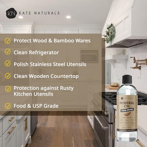 Food Grade Mineral Oil for Wood Cutting Board & Butcher Block, 8 oz