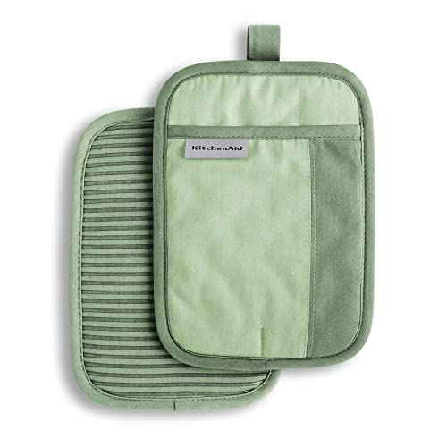 Two-Tone Cotton Pot Holder Set with Silicone Grip, 7"x10", 2 Piece