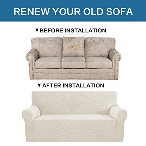 Stretch Sofa Cover for 3-Cushion Couch - Jacquard Fabric