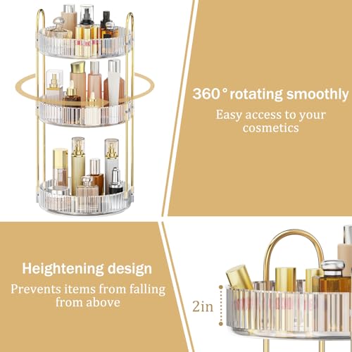 MOKANI 360° Rotating Makeup Organizer B-Clear 3-Tier Vanity Storage