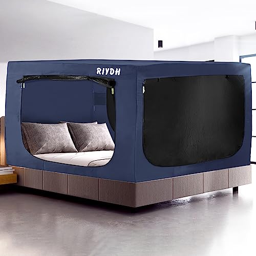 Blackout Bed Tent Privacy Canopy for Restful Sleep with 3 Doors