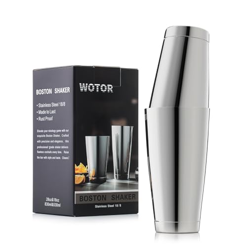 WOTOR Silver Boston Cocktail Shaker Set 18oz & 28oz Stainless Steel Bar Tools