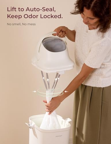 Ergonomic Diaper Pail with Odor Control & Childproof Lock