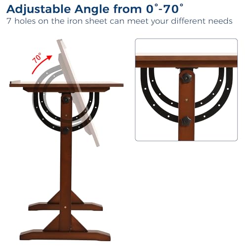 Adjustable Wooden Drafting Table 30" x 42" - Solid Pine Art & Drawing Desk