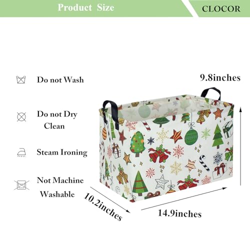 CLOCOR Gift Basket Rectangular Christmas Storage Box with Handles – Waterproof Linen & Canvas Toy Organizer