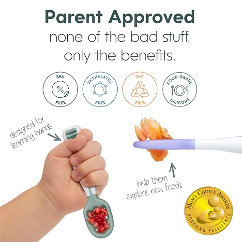 Silicone Baby Self Feeding Spoons 6-Pack Rainbow Pre-Spoon Utensils