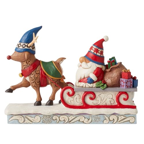 Jim Shore Heartwood Creek Reindeer & Gnome Figurine - 6 Inch Holiday Decor