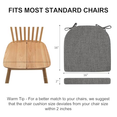 Dining Chair Cushions 16x16x2 Inch - Set of 6 Non-Slip Kitchen Seat Pads