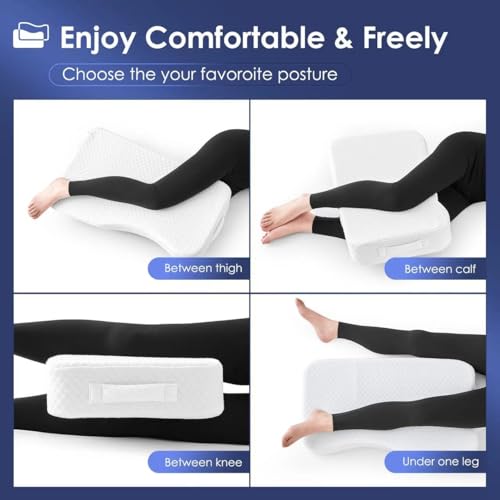 Memory Foam Leg Pillow for Side Sleepers - Pain Relief & Spine Alignment (25" x 15")