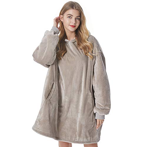 Oversized Wearable Blanket Hoodie with Pockets - Ultra-Soft Fleece Sweater