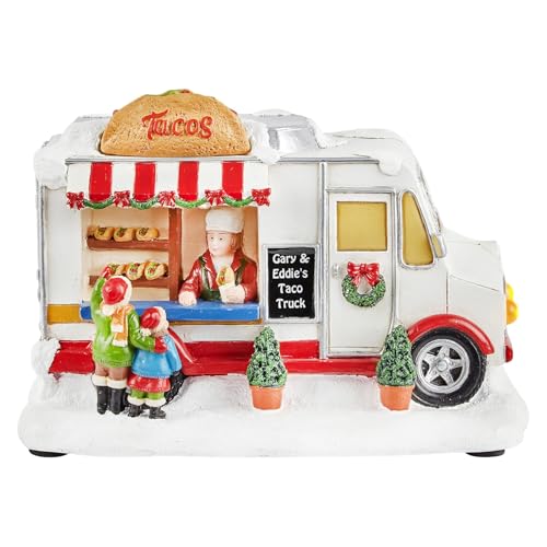 LED Lighted Christmas Village Taco Food Truck - Polyresin Holiday Decor