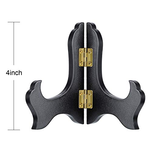 4-Pack Wooden Display Easels, 7-Inch Black Plate Stands for Decor